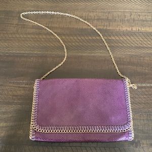 Purple and gold cross-body bag